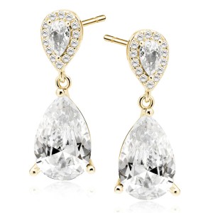 Cercei eleganti din argint placat cu aur galben cu pietre DiAmanti Z2120EG_W-DIA (Argint 925‰ 4,2 g.)